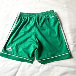 Green Adidas, children running shorts, size small